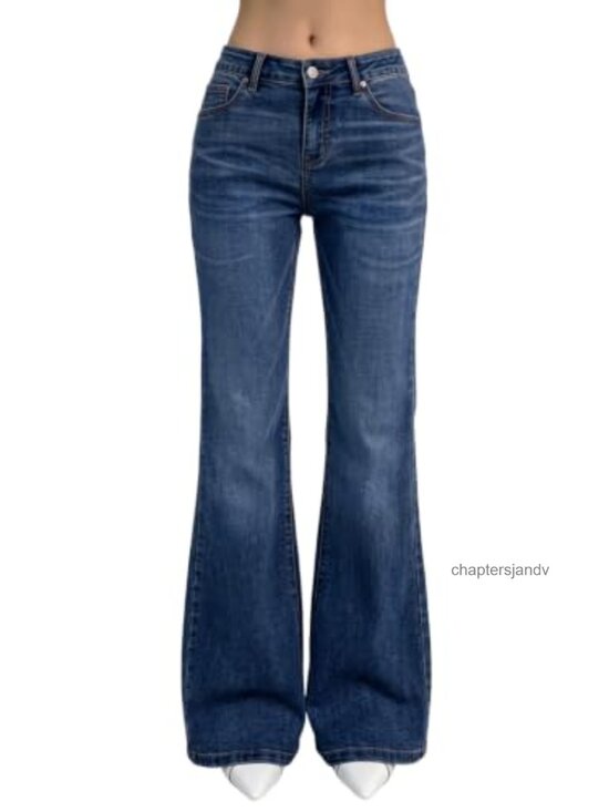 Denim - Women's Flare Bell Bottom Wide Leg Stretchy Denim Jeans